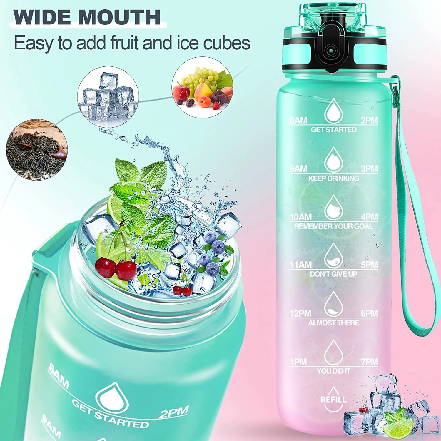 0325 Motivational Water Bottle 1 litre Sipper Bottle