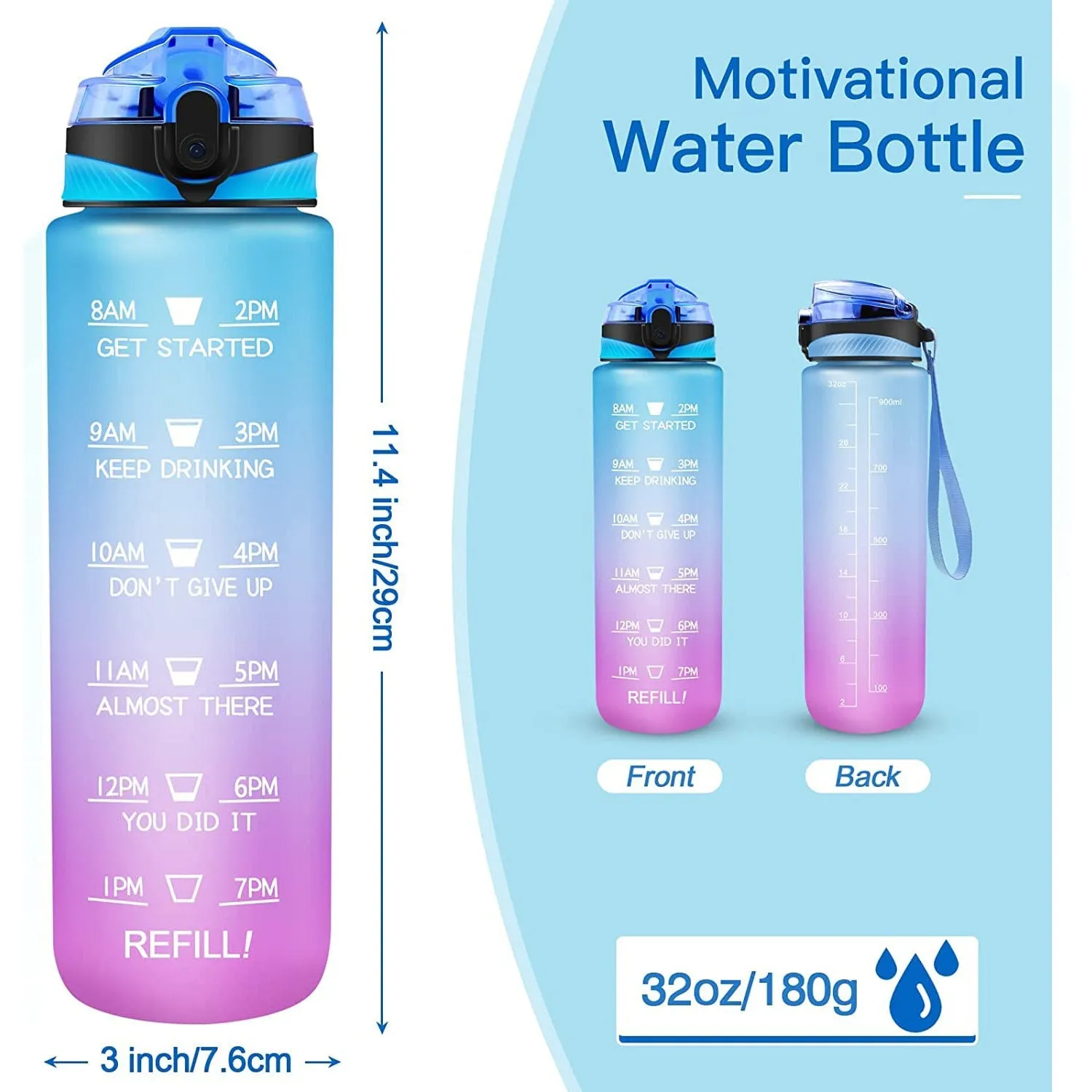 0325 Motivational Water Bottle 1 litre Sipper Bottle