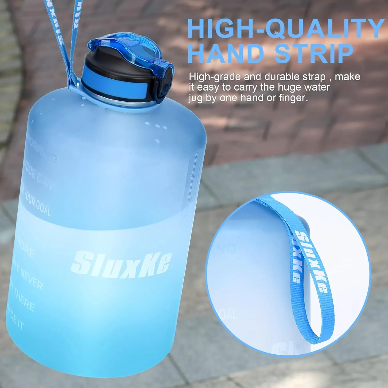 1 Gallon Motivational Sports Water Bottle with Time Marker, BPA Free 128oz Leak Proof Jug, Black, Plastic, 128 ounces, Fitness, Sports, Outdoor Activities