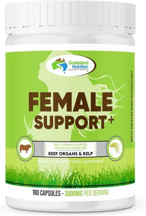 100% Organic Australian: Female Support Beef Organ Blend - High in CoQ10, B12, Iodine (180 Capsules)