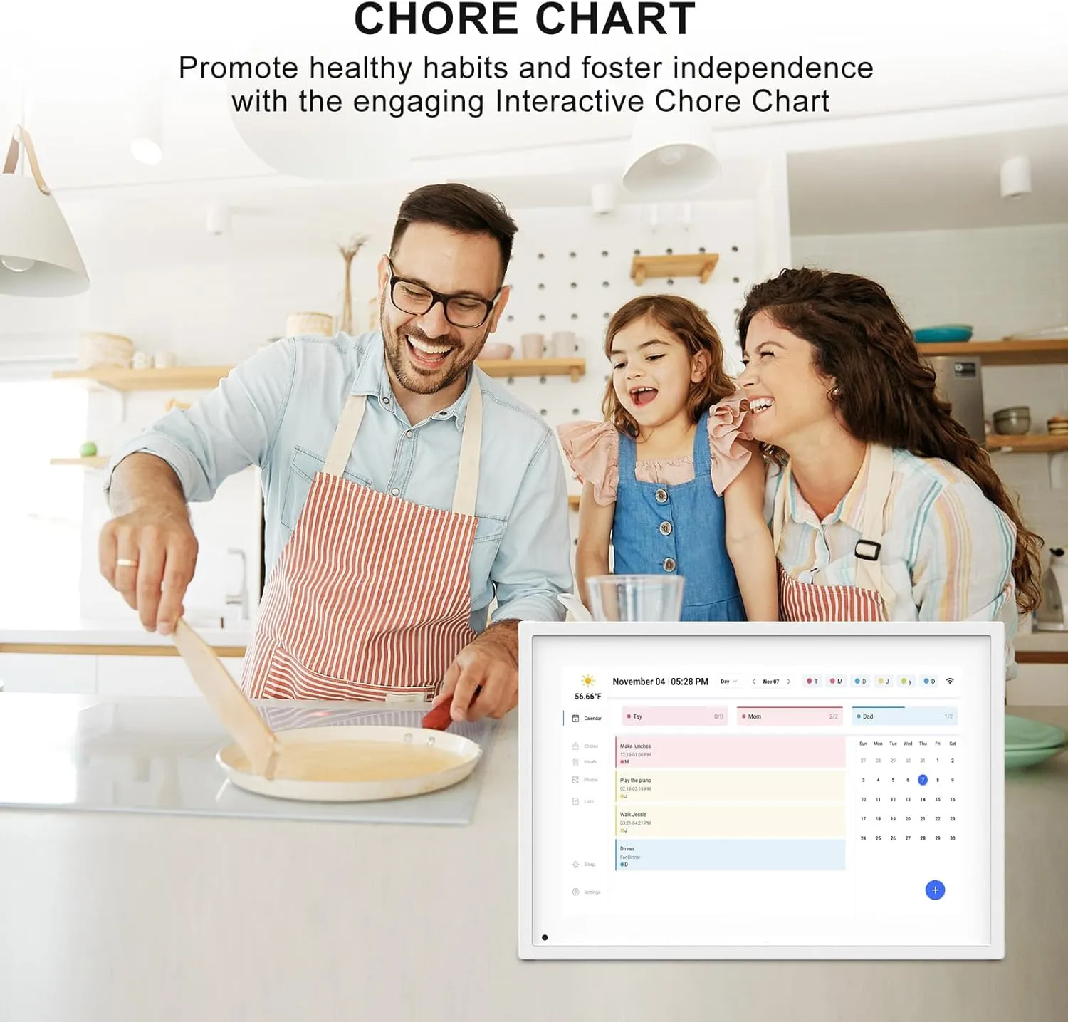 10.1 Inch Smart Digital Calendar Planner & Chore Chart, IPS HD Touchscreen Interactive Display for Family Schedules, Desk Stand Included - Share Photos/Videos