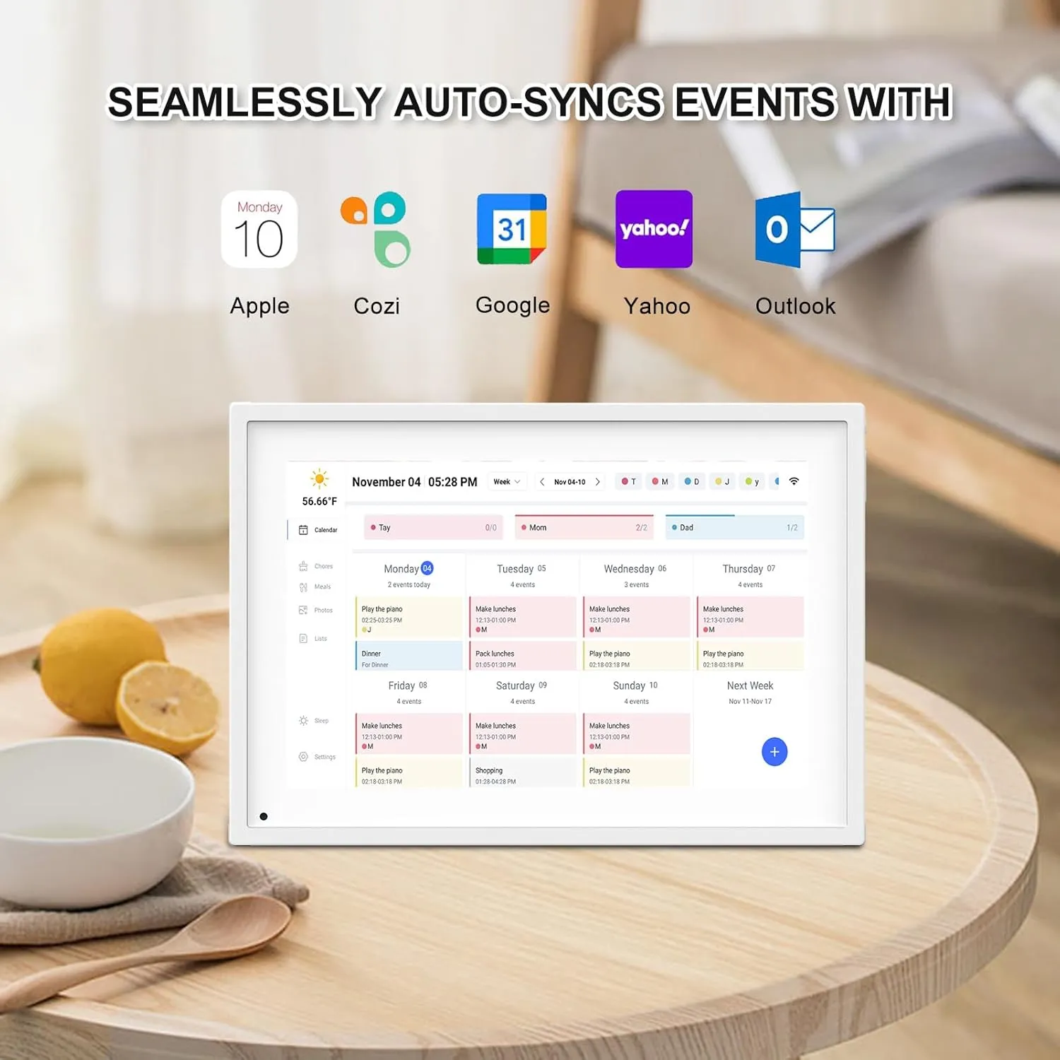 10.1 Inch Smart Digital Calendar Planner & Chore Chart, IPS HD Touchscreen Interactive Display for Family Schedules, Desk Stand Included - Share Photos/Videos