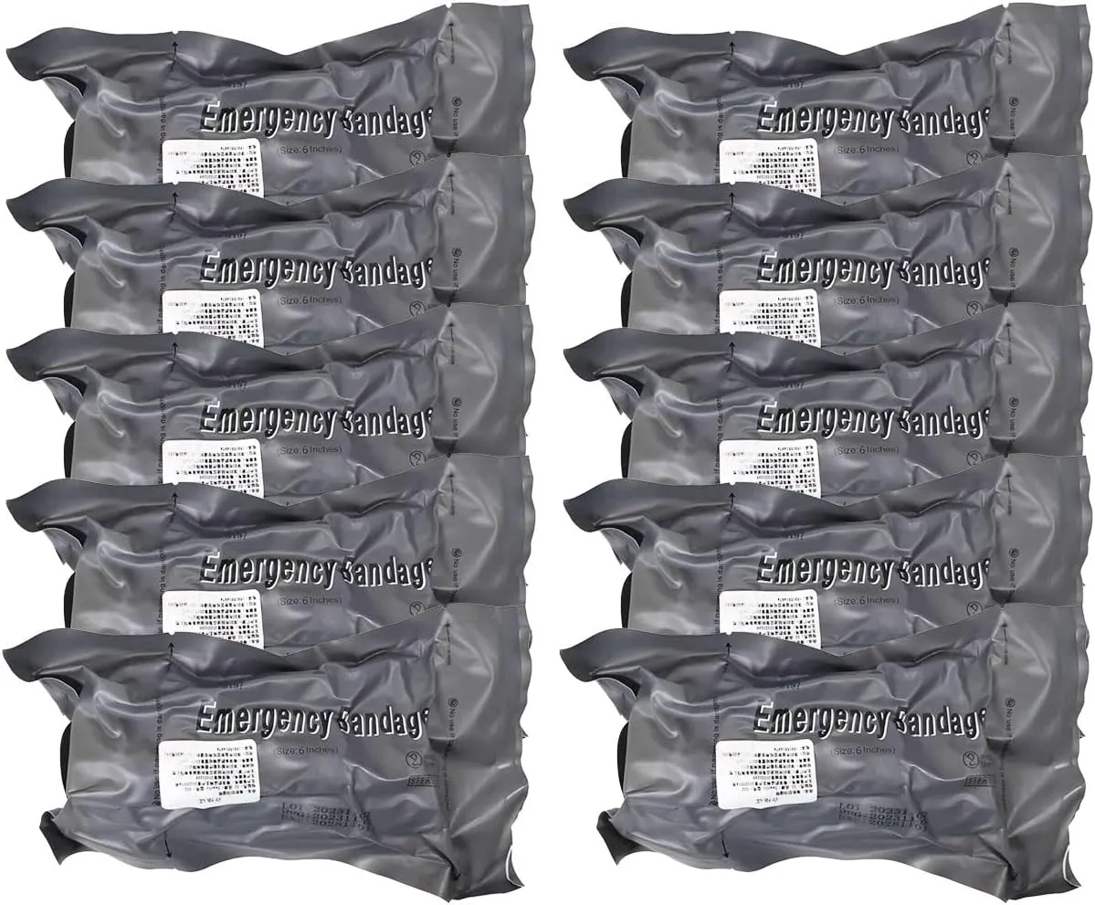 10pcs Outdoor Emergency Bandages Israeli Bandages 4 inch Elastic Vacuum-Sealed Hemostatic Compression Bandages