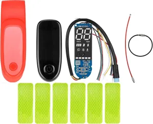 11pcs Scooter Dashboard Bundle Kit Compatible with Segway Ninebot F20, F25, F30, F40 - Includes Dashboard, Keychains, Reflective Stickers, Waterproof Cover, and Switch Panel