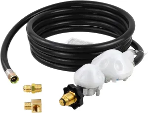 12 FT F273684 Propane Hose with Regulator Compatible with mr heater F273684 buddy heaters, Propane Hose f27368 for RV, Gill, Gas Stove, Gas Generator, 3/8in Female x 3/8in Male Street Elbow.