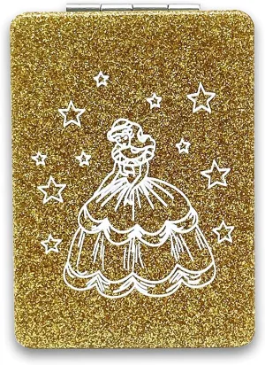 12 Pcs Sweet 15 Quinceanera Bling Compact Mirror Square Leather Makeup Mirror Recuerdos De Bautizo First Communion Mis Quince Años for Party Favors (Sweet 15 Gold)