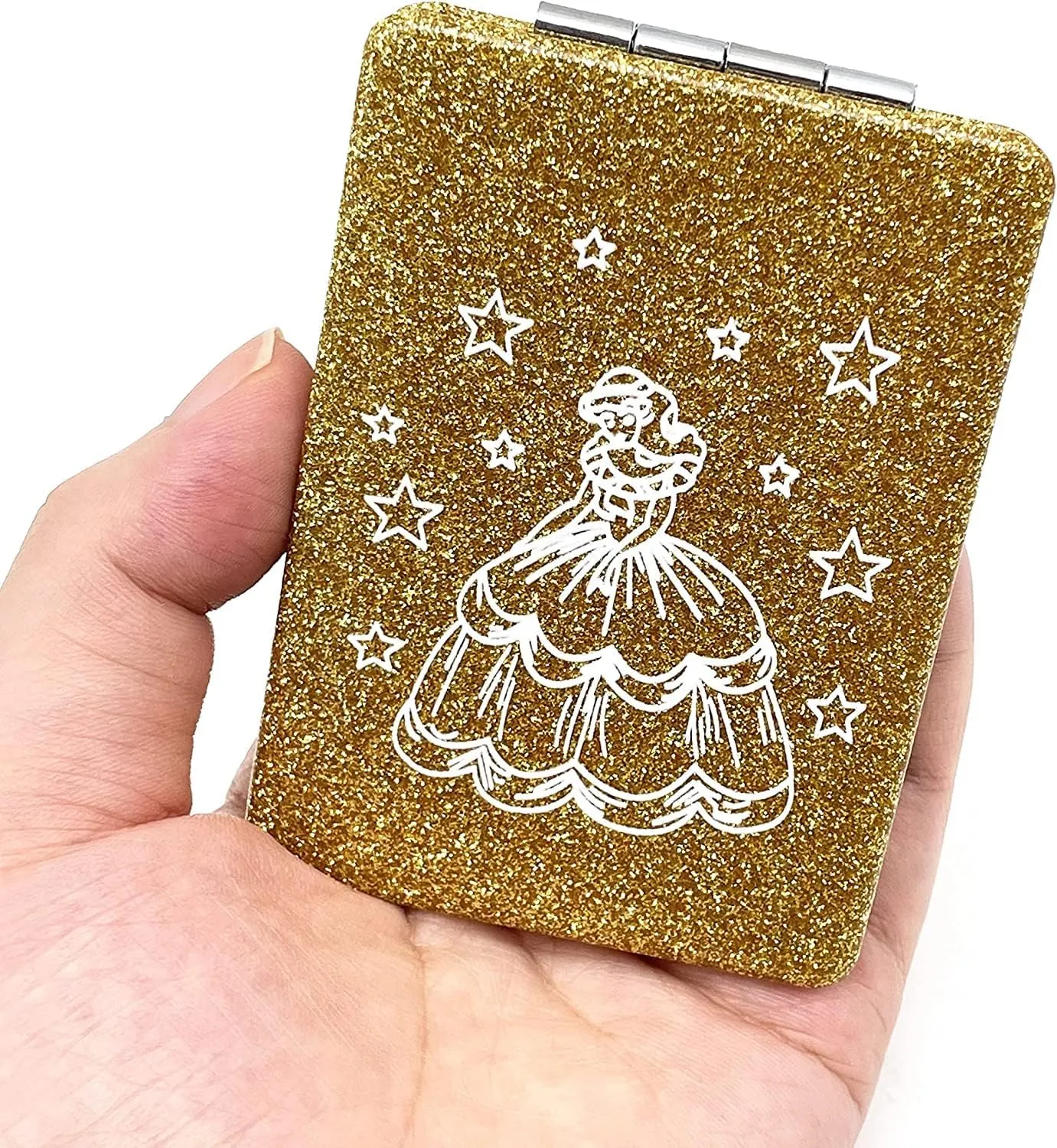 12 Pcs Sweet 15 Quinceanera Bling Compact Mirror Square Leather Makeup Mirror Recuerdos De Bautizo First Communion Mis Quince Años for Party Favors (Sweet 15 Gold)