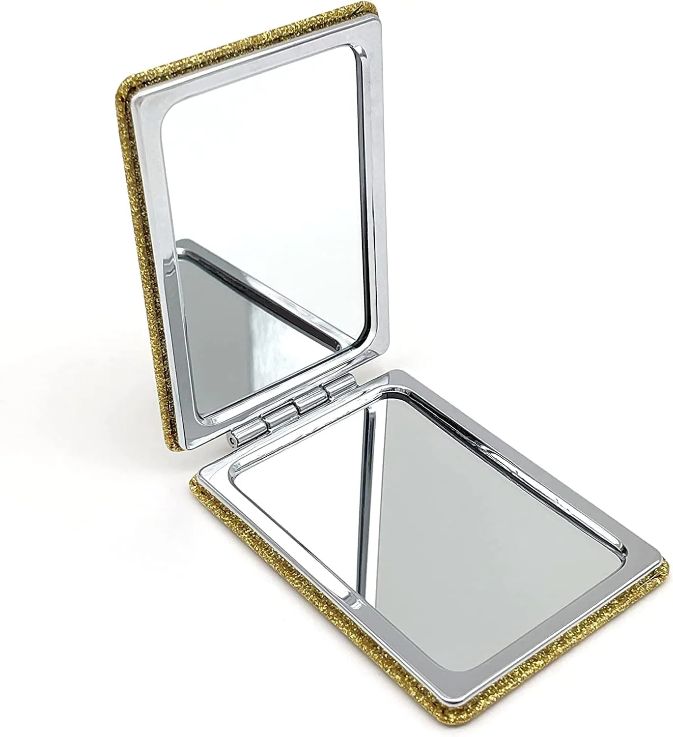 12 Pcs Sweet 15 Quinceanera Bling Compact Mirror Square Leather Makeup Mirror Recuerdos De Bautizo First Communion Mis Quince Años for Party Favors (Sweet 15 Gold)