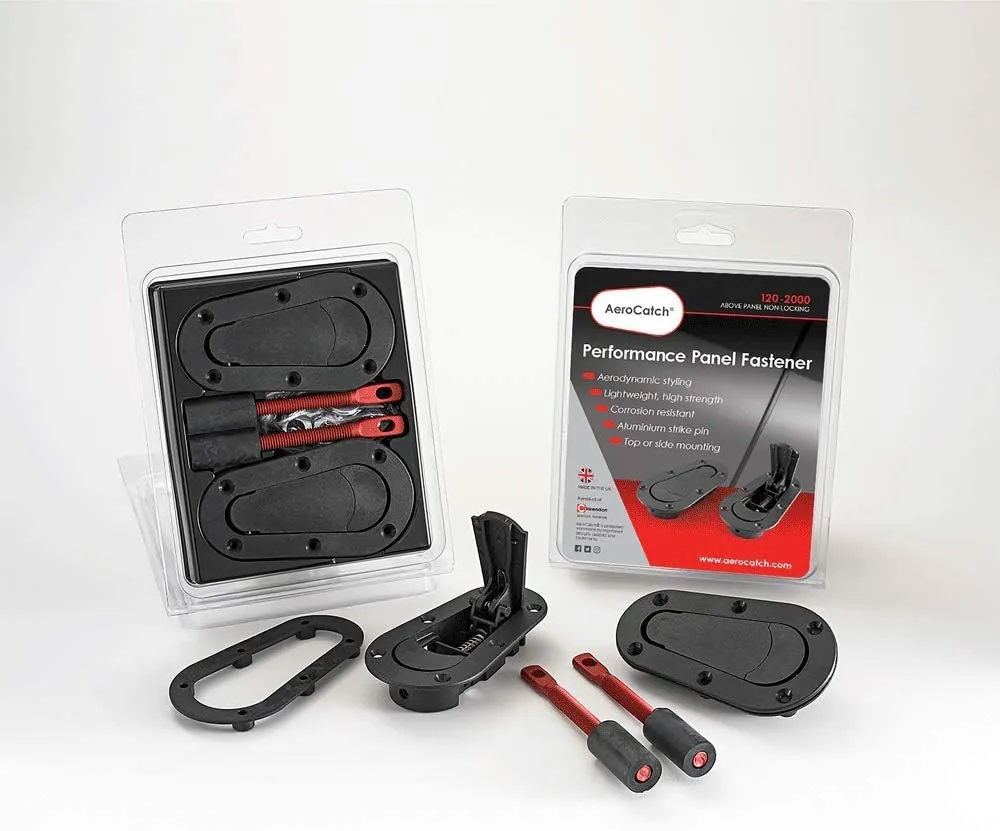 120-2000 Above Panel Flush Locking Hood Latch and Pin Kit - Black