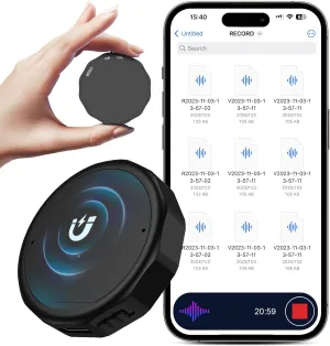 136G Magnetic Voice Activated Recorder - Mulukusion 9600 Hours Storage Voice Recorder with AI-Intelligent DSP 4.0 Noise Reduction, Recording Device MP3 Records for Lectures, Meetings