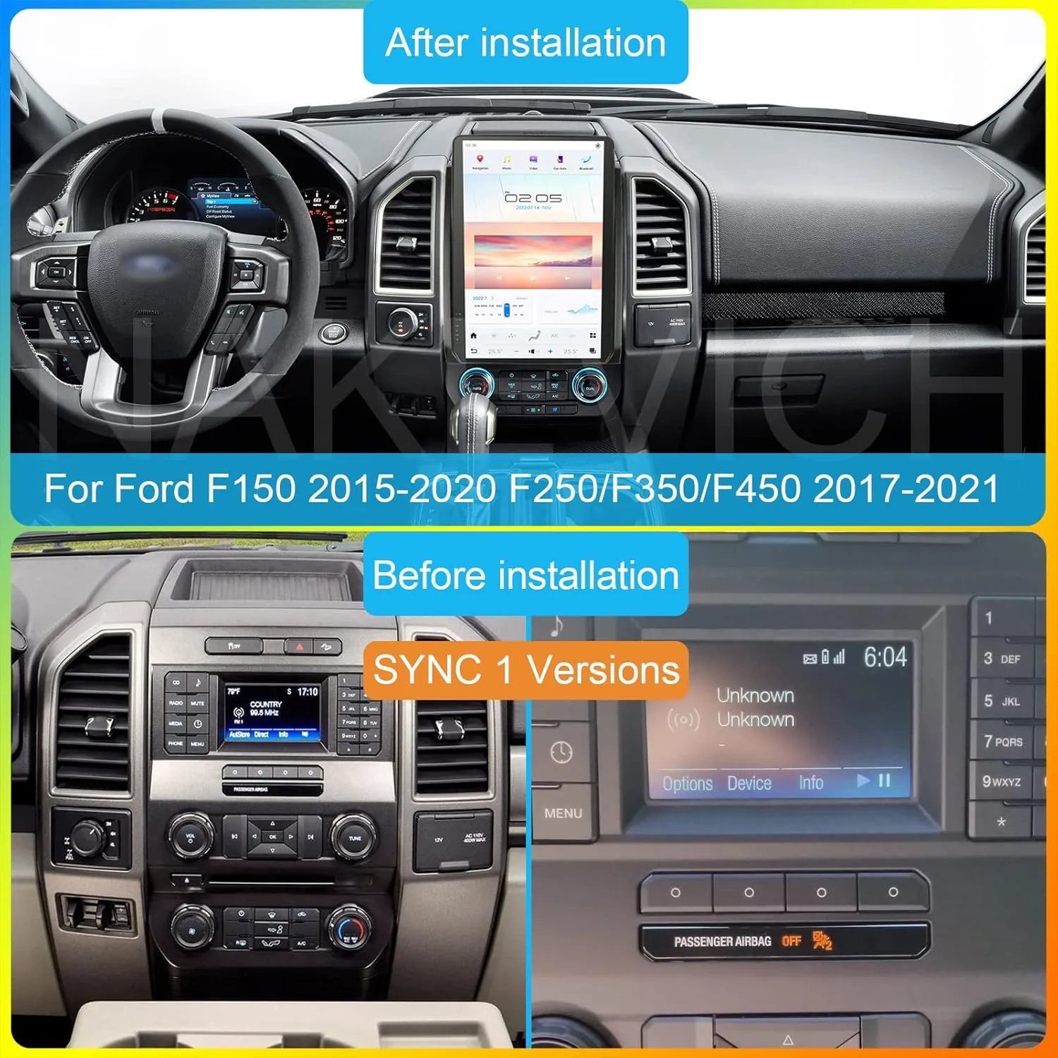 14.4 Inch Qualcomm Android 11 Car Radio for Ford F150 2015-2021 F250 F350 F450 2017-2021 Stereo Upgrade Tesla Style Dash IPS Touch Screen Android Auto GPS Navigation Multimedia Play