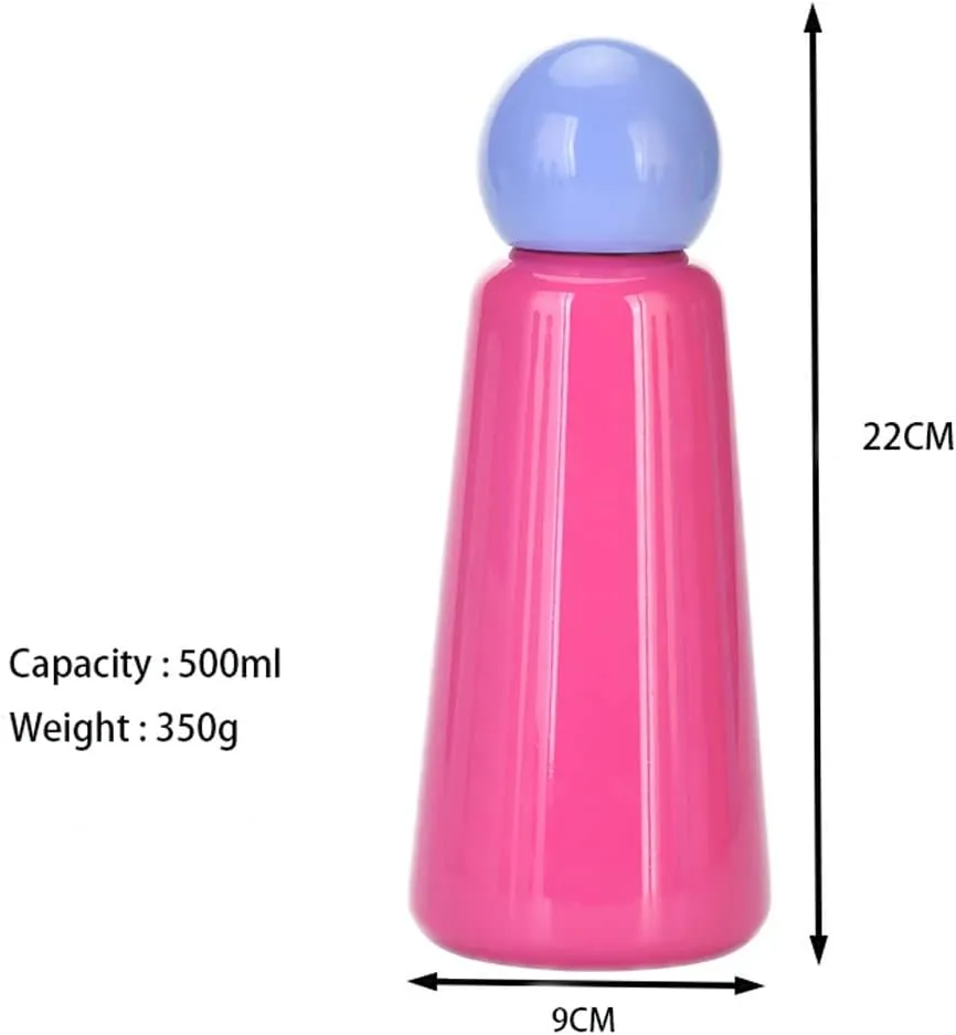 17 oz About 500 ML Stainless Steel Water Bottle - Vacuum Insulated Water Bottle -Hot&cold Drink Metal Water Flask,BPA Free (Purple rose red)