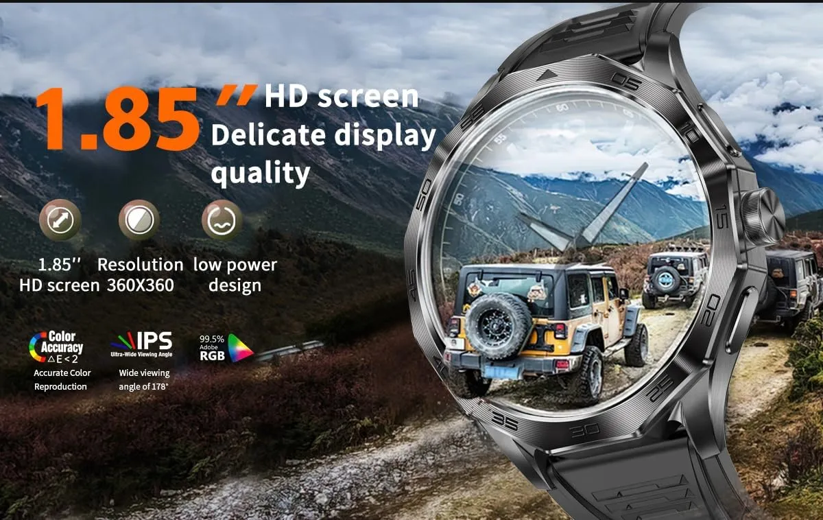 1.85inch HD Big Screen Military Smart Watch for Men,Answer/Make Call,Heart rate Monitor,710mAh Ultra-long Battery,Ｗaterproof Outdoor Activity Rugged Fitness Tracker for Android iOS with Compass