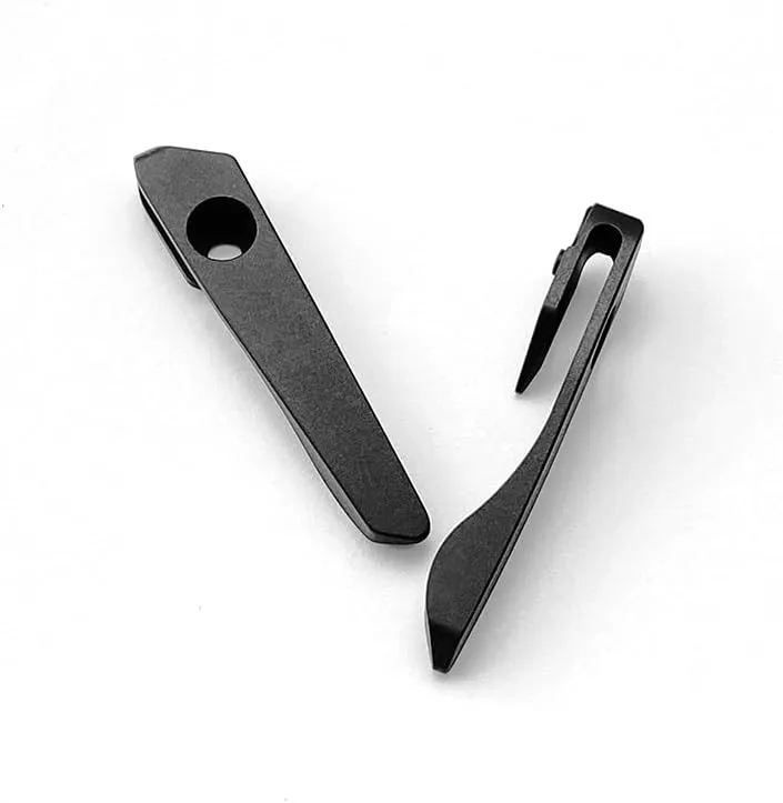 1PC Titanium Alloy Pocket Clip with Screw Fit for Strider SMF SNG, Custom Handmade CNC Integrated Deep Carry Back Clip(Black)
