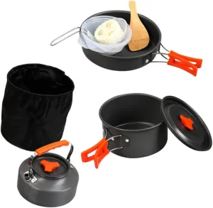 1set Portable Cooking Pan Compact Camping Cookware for Outdoor Cooking Lightweight and Space-Saving Handles for Picnics and Hiking