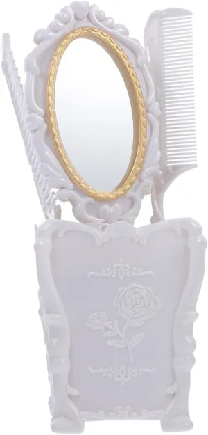 1set Portable Mirror Comb Set Creative -Static Hair Brush Kit Handheld Mirror for Salon Home Use for Hair Care Grooming and Makeup Application