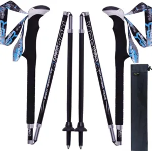 2-Pack Carbon Fiber Trekking Poles, Ultralight Collapsible Walking Sticks with Antishock, Telescopic Design, EVA Grip, Adjustable Straps, for Hiking, Camping, Backpacking