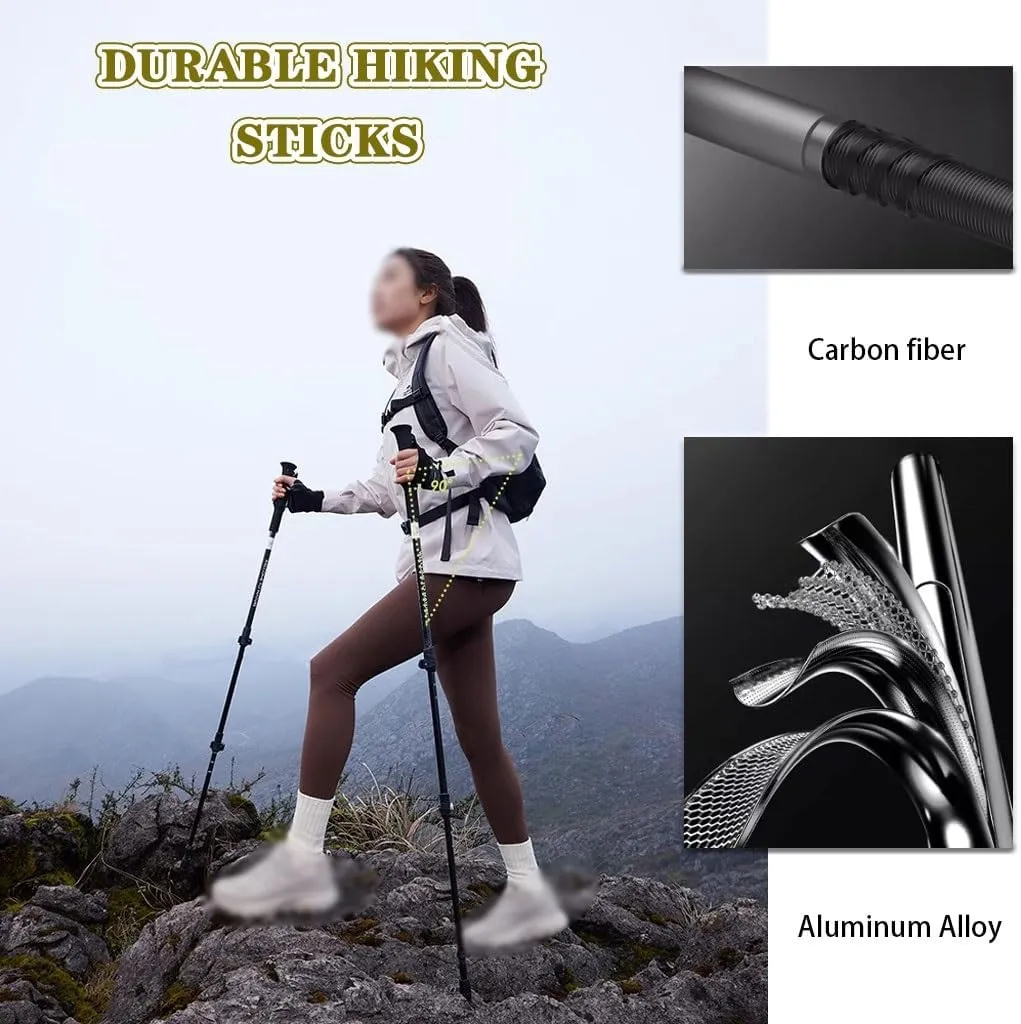 2-Pack Compact Trekking Poles, Aluminum Alloy   Carbon Fiber, Adjustable Outdoor Walking Stick, for Men, Women