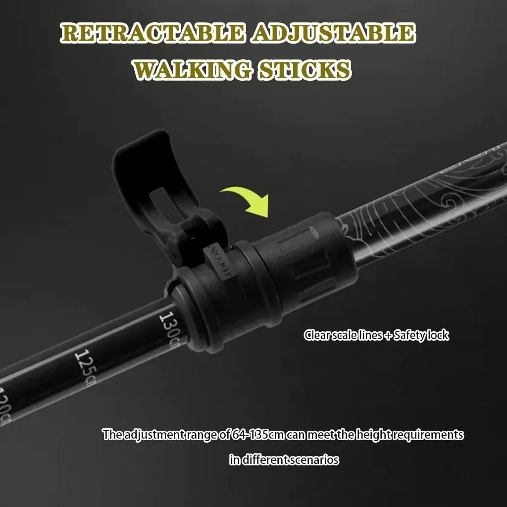 2-Pack Compact Trekking Poles, Aluminum Alloy   Carbon Fiber, Adjustable Outdoor Walking Stick, for Men, Women