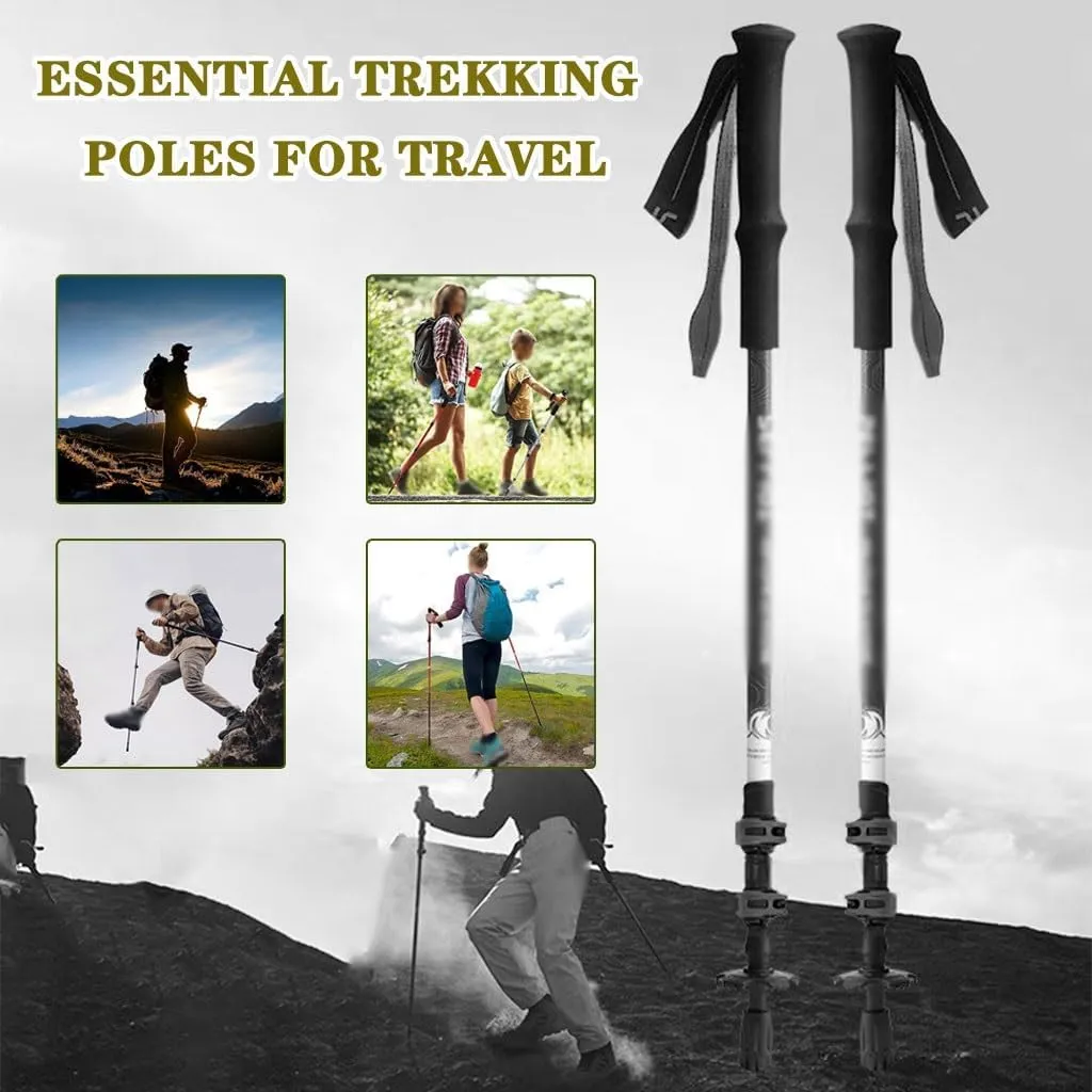 2-Pack Compact Trekking Poles, Aluminum Alloy   Carbon Fiber, Adjustable Outdoor Walking Stick, for Men, Women