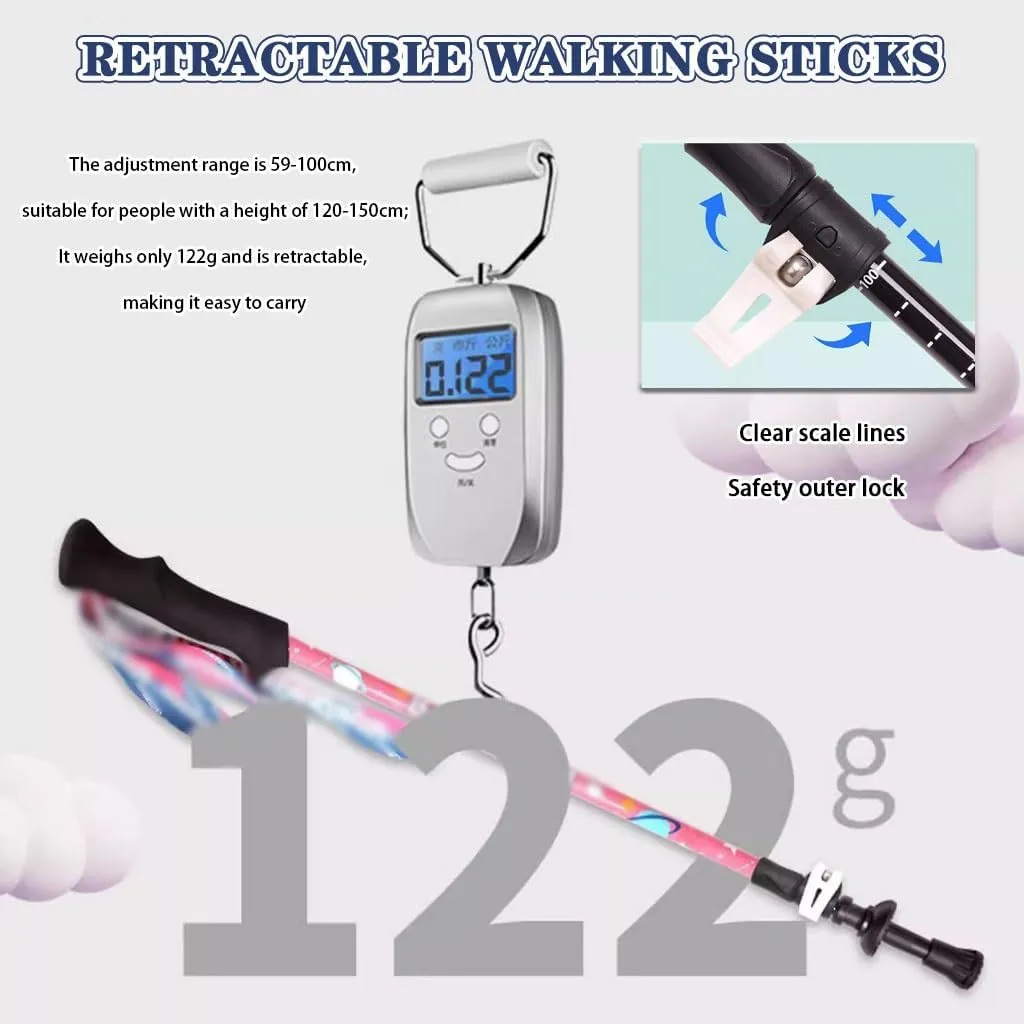 2-Pack Lightweight Telescopic Walking Sticks, Shock-Absorbent Hiking Poles, Trail Running Poles for Beginners, Carbon Fiber Shaft