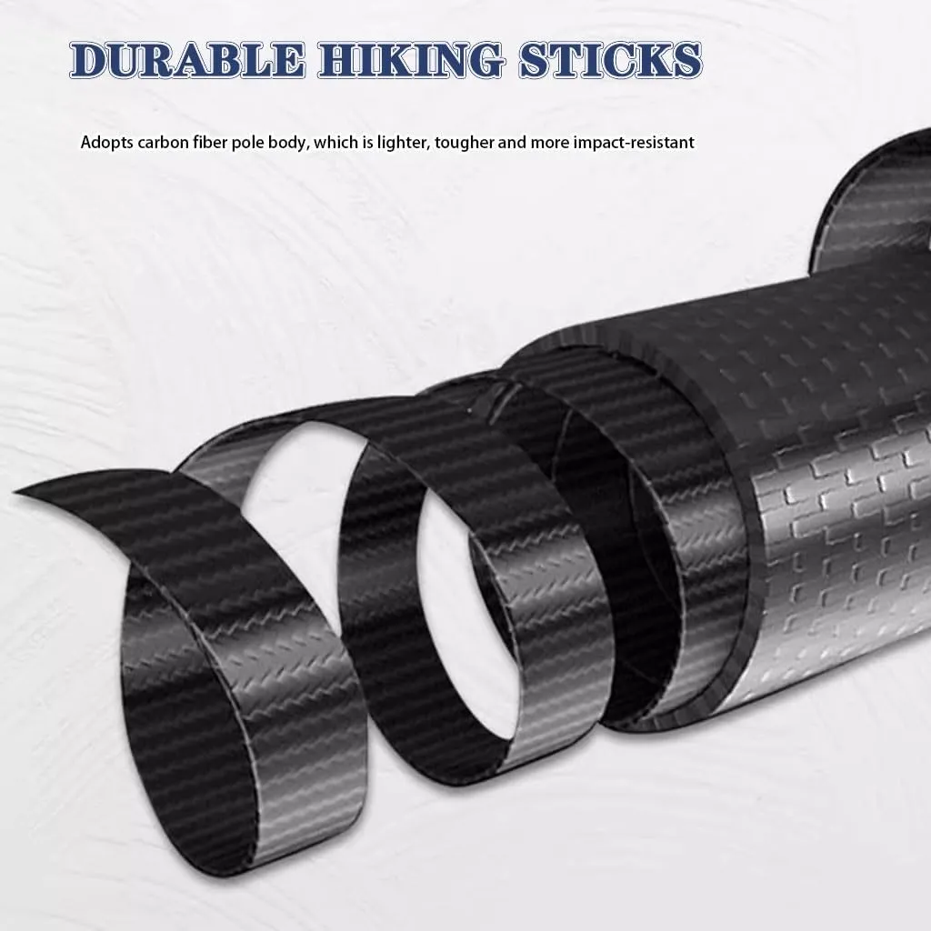 2-Pack Lightweight Telescopic Walking Sticks, Shock-Absorbent Hiking Poles, Trail Running Poles for Beginners, Carbon Fiber Shaft