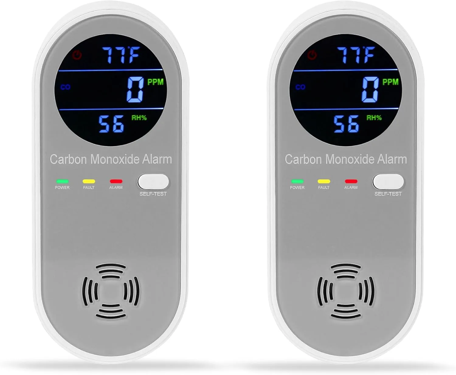 2 Packs Carbon Monoxide Detectors, Plug in Carbon Monoxide Alarm, 3-in-1 Real-time Digital Display Fahrenheit(°F) & Humidity, Co Detector Monitor for Home,RV,Apartment