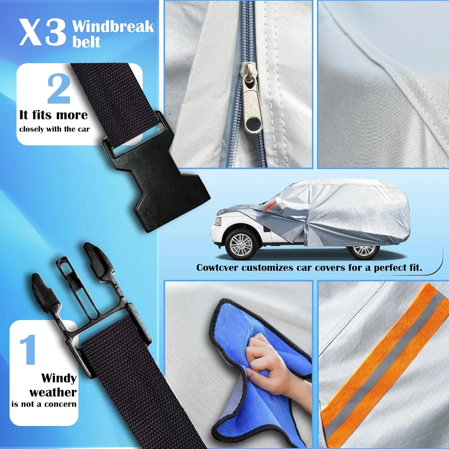 [2025 Upgrade] 10-Layer SUV Car Cover Waterproof All Weather. Outdoor Full Exterior Covers HR-V, Compass, Element, CHR, Mazda CX30 CX-30 Etc. Size A10 (Length UP to 181 inch)
