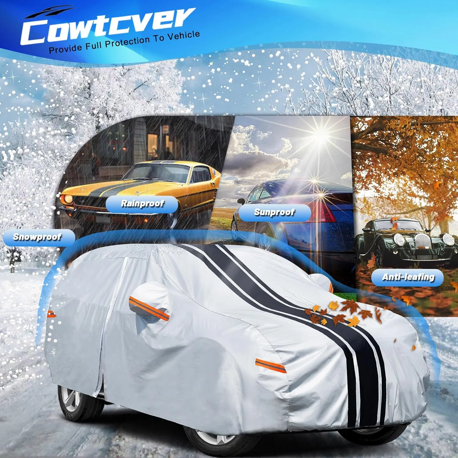 [2025 Upgrade] 10-Layer SUV Car Cover Waterproof All Weather. Outdoor Full Exterior Covers HR-V, Compass, Element, CHR, Mazda CX30 CX-30 Etc. Size A10 (Length UP to 181 inch)