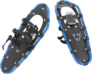 21/25/ Inches Lightweight Snowshoes 3-in-1 Aluminum All-Terrain Snow Shoes Kit with Steel Toe Crampons, and Heel Lifters for Winter Hiking for Adults Men Women