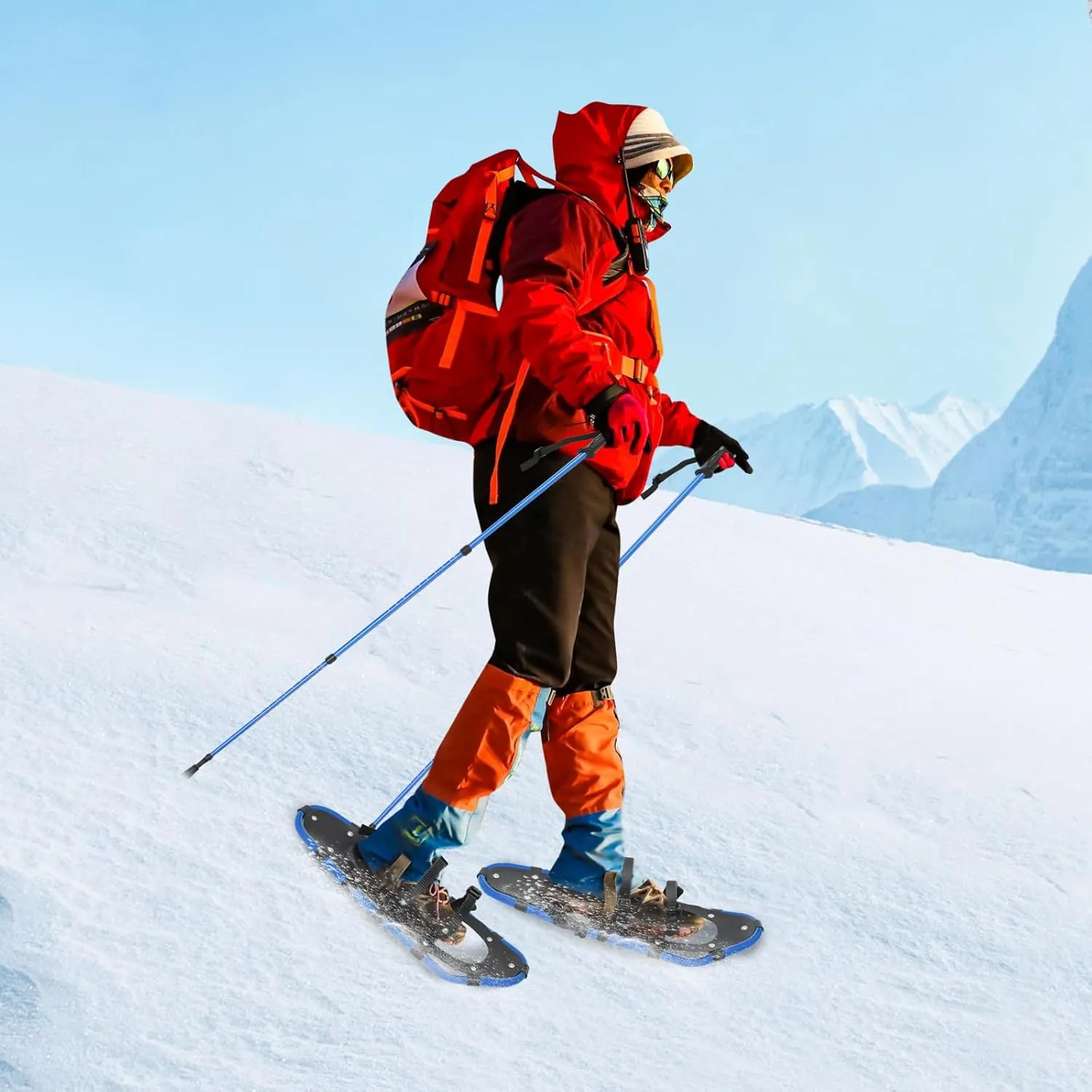 21/25/ Inches Lightweight Snowshoes 3-in-1 Aluminum All-Terrain Snow Shoes Kit with Steel Toe Crampons, and Heel Lifters for Winter Hiking for Adults Men Women