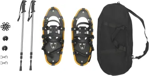 21" Lightweight Snow Shoes - Aluminum Frame Snow Shoes for Men and Women with Adjustable Trekking Poles and Carrying Tote Bag, All-Terrain Snowshoes for Ski Resorts and Outdoor Skiing (Gold)