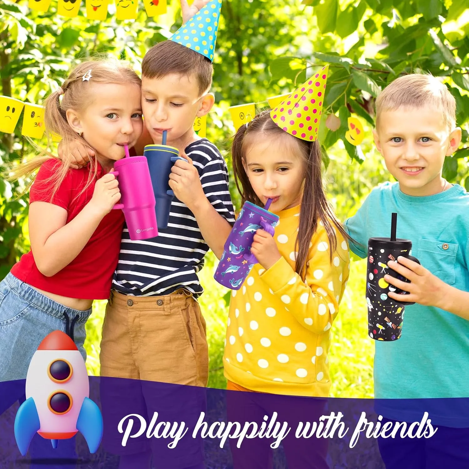 24 oz Tumbler with Handle, Leak-Proof Screw-On Lid with Removable Silicone Straw, Spill Proof, Reusable Stainless Steel Insulated Water Bottle, Gift for Children and Adults, Flowers