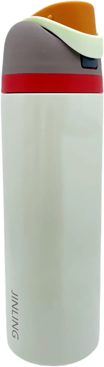 24oz Insulated Stainless Steel Water Bottle with Straw for Sports and Travel, BPA-Free Sports Water Bottle (Off white)