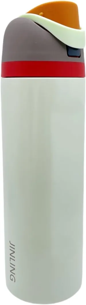 24oz Insulated Stainless Steel Water Bottle with Straw for Sports and Travel, BPA-Free Sports Water Bottle (Off white)