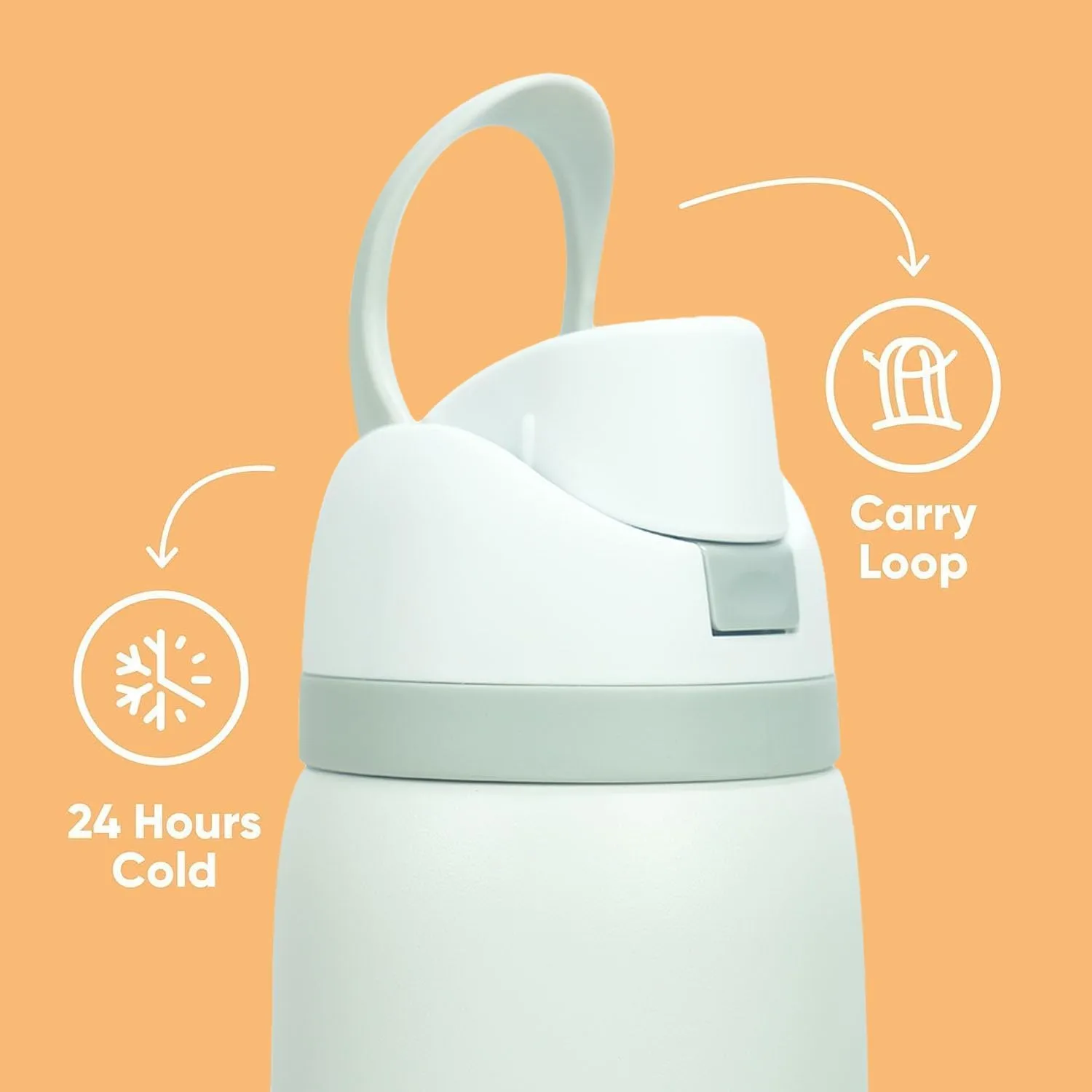 24oz Insulated Stainless Steel Water Bottle with Straw for Sports and Travel, BPA-Free Sports Water Bottle (Off white)