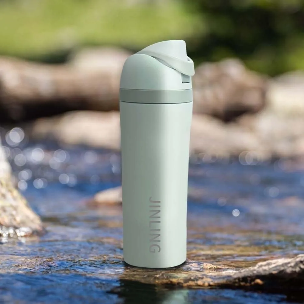 24oz Insulated Stainless Steel Water Bottle with Straw for Sports and Travel, BPA-Free Sports Water Bottle (Off white)