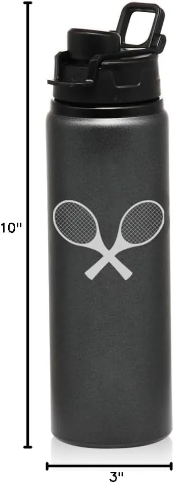 25 oz Water Bottle Sports Travel Mug Gift Tennis Raquets (Charcoal)