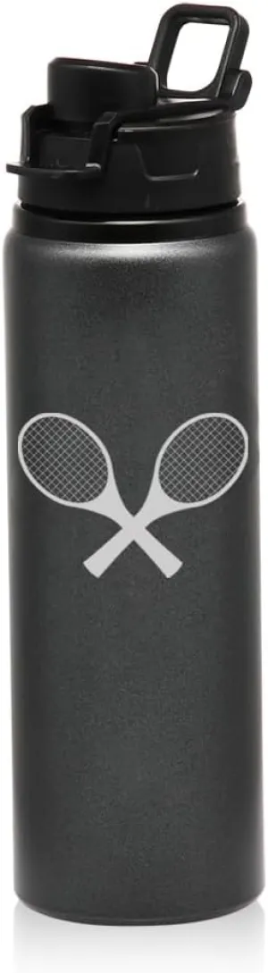 25 oz Water Bottle Sports Travel Mug Gift Tennis Raquets (Charcoal)