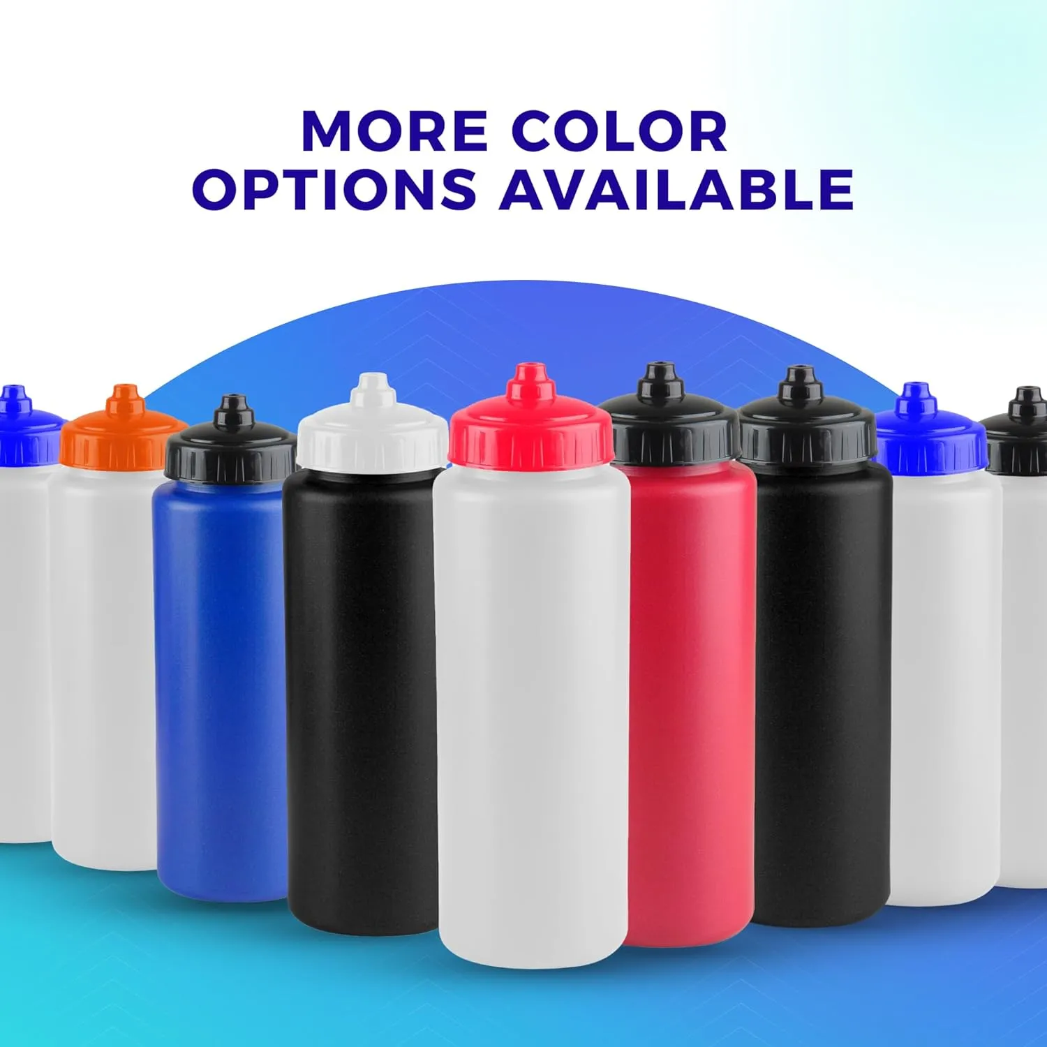 25-Pack, 32 oz Water Bottles, BPA Free Squeeze Bottle, Black Water Bottle with Orange Lid, Made in USA by Gary Plastic Packaging