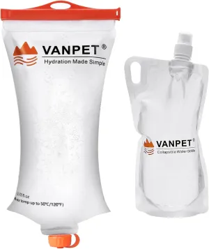2L&1L Water Bag Compatible with Sawyer Squeeze Water Filter, Durable TPU Material, BPA & PVC Free Squeeze Pouch, Collapsible Hydration Canteens for Camping Hiking Cycling