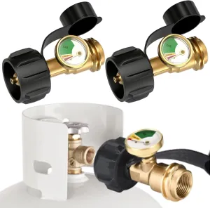2Pcs Propane Tank Gauge, Brass Leak-Proof Propane Gas Gauge with Luminous Dial, Anti-Corrosion for 5-40 Lb Tank