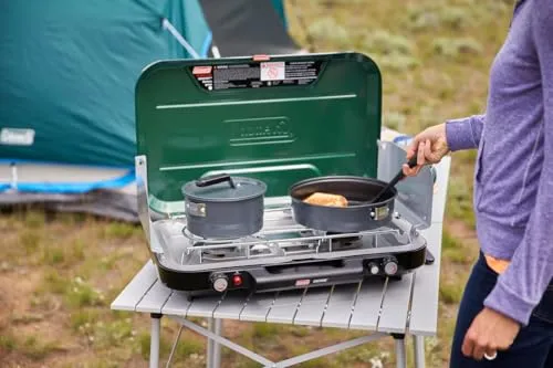 3-Burner Propane Camping Stove w/ InstaStart Ignition-Portable Cooktop