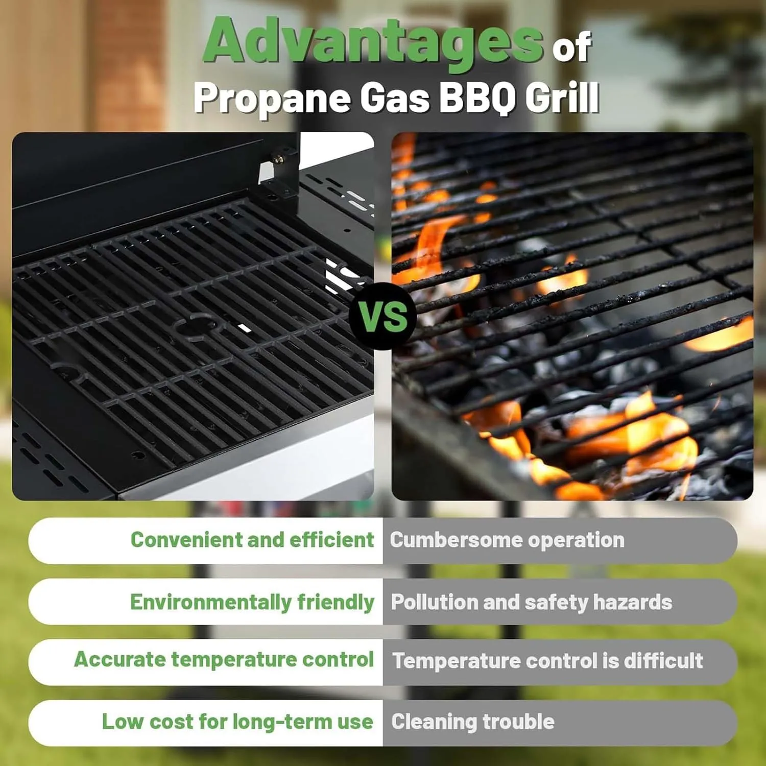 3-Burner Small Propane Gas Grill with 2 Foldable Side Tables, 25,650 BTU Outdoor BBQ Grill Propane with Porcelain-Enameled Grates & Thermometer for Cooking (3-Burner)