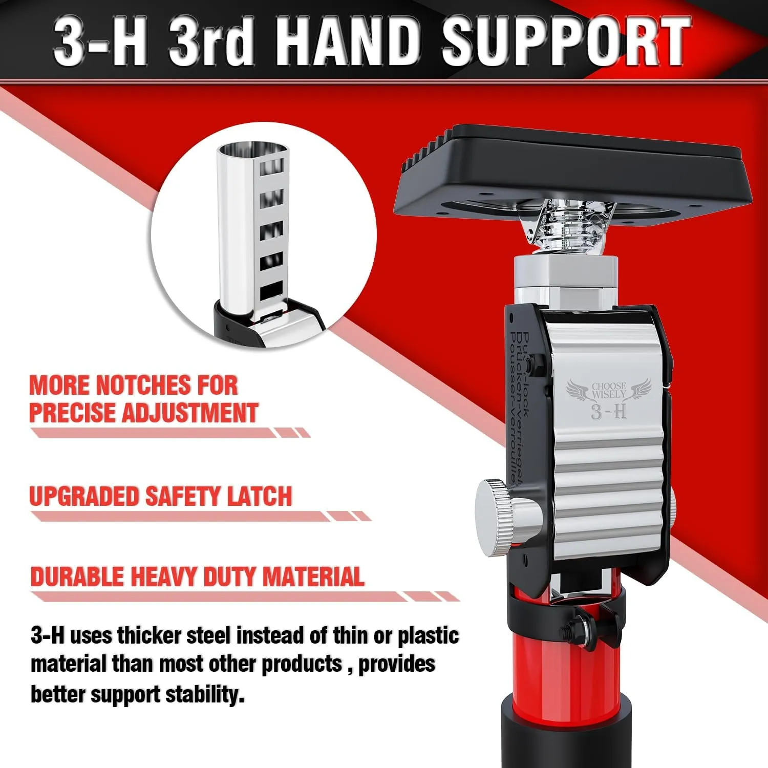 3-H Cabinet Jacks for Installing Cabinets 2 Pack, Thickened All-Steel Adjustable Support Pole, Extends 15.7-27.5 Inch, 165 lbs Capacity, Heavy-Duty Third Hand Tool with Dual Safety Lock