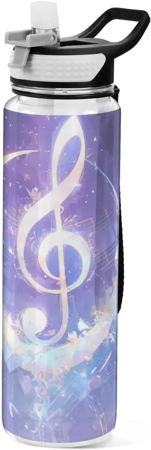 30 oz moon and music notes dreamy Purple color Large Capacity Water Bottle Tritan BPA Free non toxic Water Jug for Gym for Unique Gym Collapsible