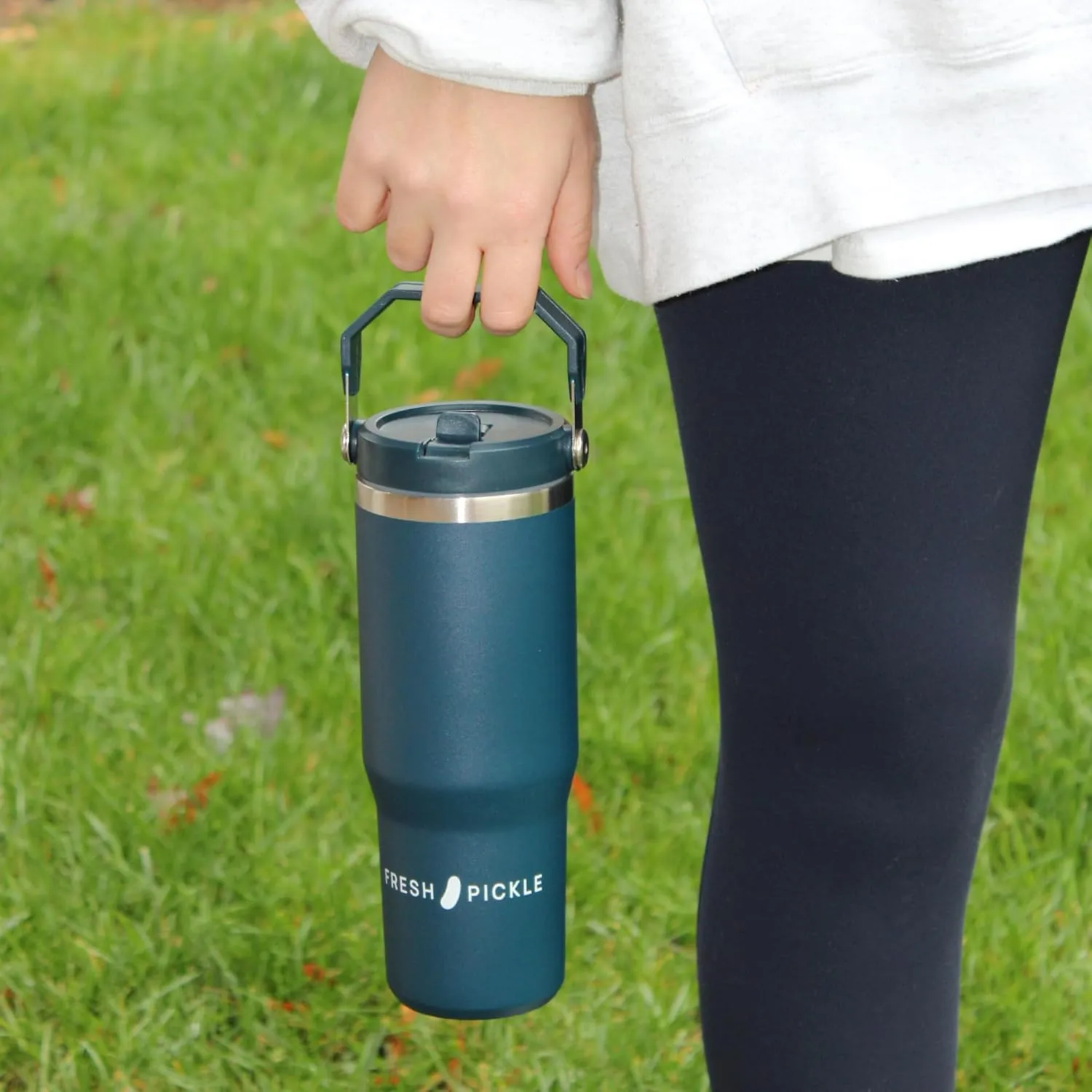 30 oz Tumbler with Handle and Flip Straw Lid, Double Wall Vacuum Insulated Stainless Steel Travel Mug, Leak-Proof Tumblers, Cup-Holder Friendly, Durable Water Bottle for Hot & Cold Drinks