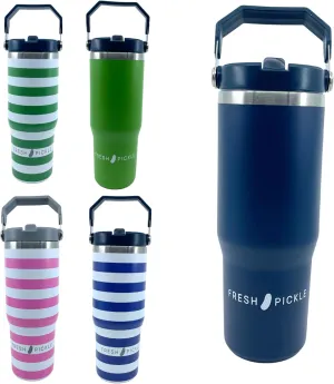 30 oz Tumbler with Handle and Flip Straw Lid, Double Wall Vacuum Insulated Stainless Steel Travel Mug, Leak-Proof Tumblers, Cup-Holder Friendly, Durable Water Bottle for Hot & Cold Drinks