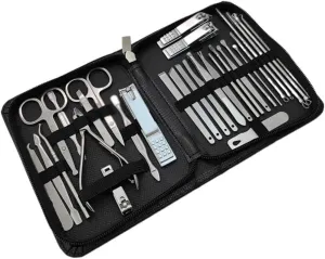30-Piece Stainless Steel Nail Care Set - Manicure, Pedicure & Eyebrow Grooming Tools