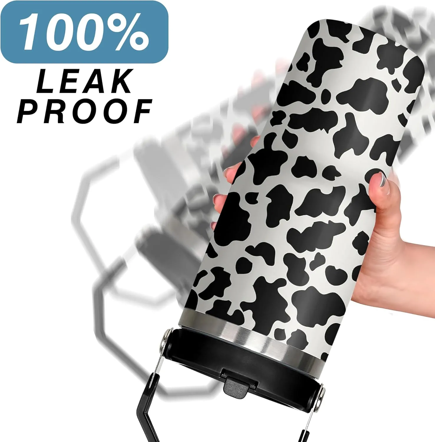 30oz Insulated Cow Tumbler with Handle, Featuring a Leak-proof 2-in-1 Lid and Straw, a Vacuum-insulated Travel Coffee Mug, Portable Stainless Steel Water Bottle, Suitable for Both Women and Men